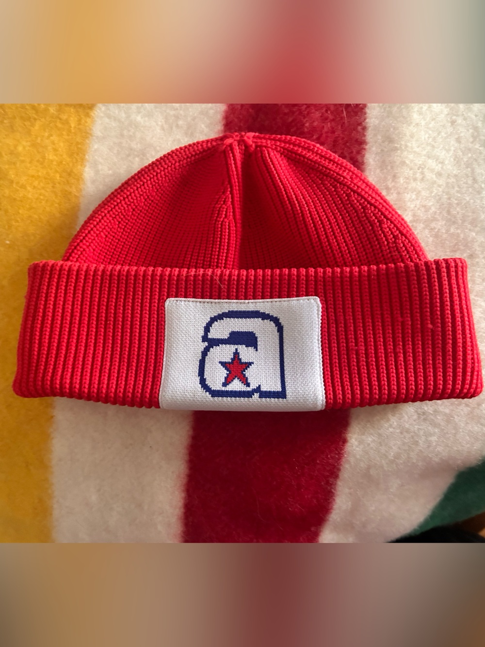 Alexander Wang Red  Ribbed Beanie with Logo Patch